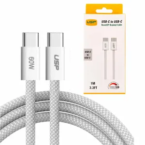 1M Boostup White Usb-C To Usb-C Pd 60W High Density Braided Fast Charging Cable  Usp Limited Time Discount