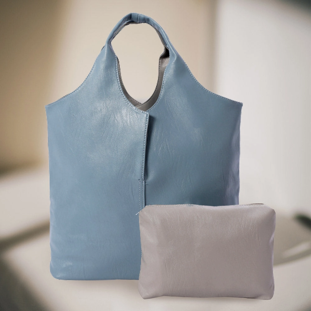 2Pcs - Reversible Metallic Tote And Pouch Bags Shop Grab Savings Special Deals Online