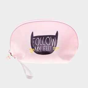 GiftWorthy Sale Big Savings Today "Follow My Feet" Cat Print Zipper Pouch Bag 9X5X3