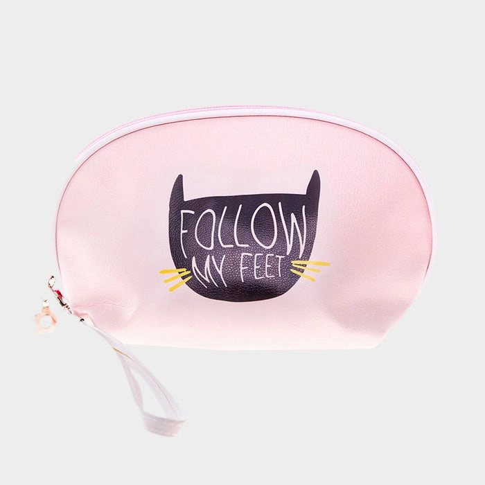GiftWorthy Sale Big Savings Today "Follow My Feet" Cat Print Zipper Pouch Bag 9X5X3