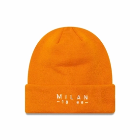 Ac Milan Seasonal Wordmark Orange Cuff Knit Beanie Hat Clearance Alert Now Grab Save Today