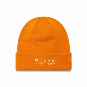 Ac Milan Seasonal Wordmark Orange Cuff Knit Beanie Hat Clearance Alert Now Grab Save Today