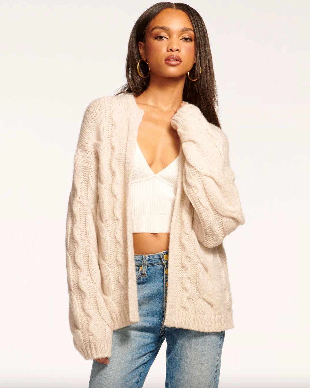 Agnes Convertible Cardigan Sweater & Scarf - Oatmeal MustHave Deals