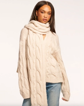 Agnes Convertible Cardigan Sweater & Scarf - Oatmeal Today Only Offer Hot Item Clearance