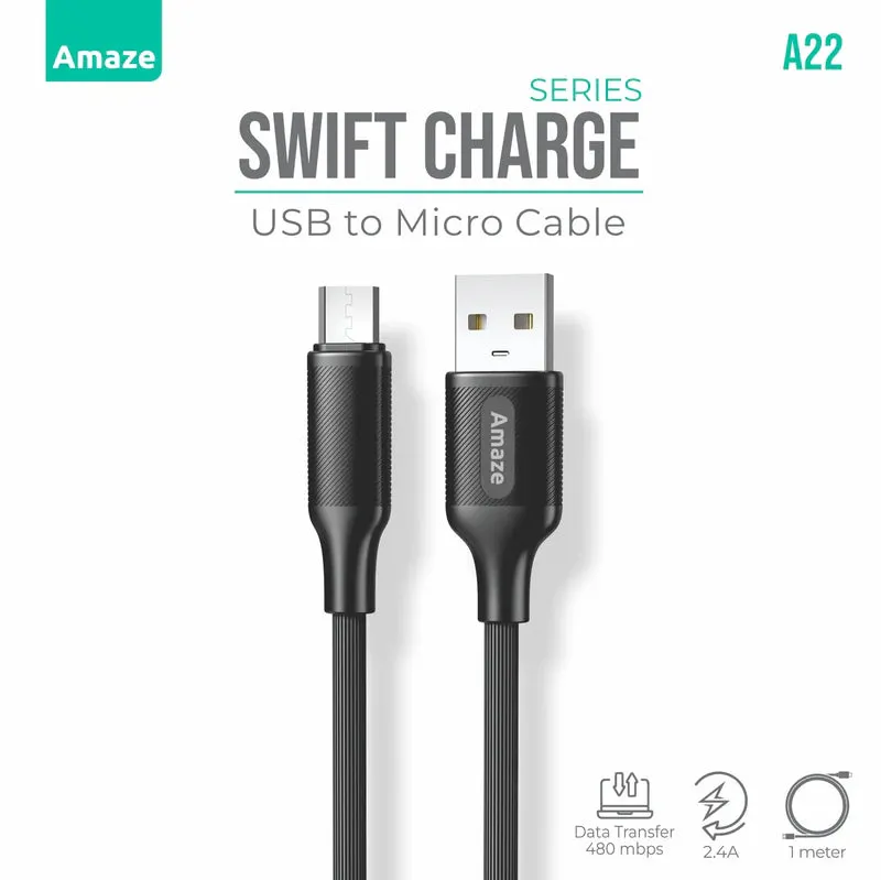 Price Slash Today Amaze A22 Swift Series Usb To Micro Cable 2.4A 1M