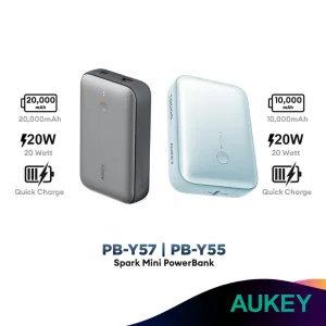 Aukey Pb-Y55 10000Mah | Pb-Y57 20000Mah Spark Mini Powerbank Shop Today Save Best Price Today
