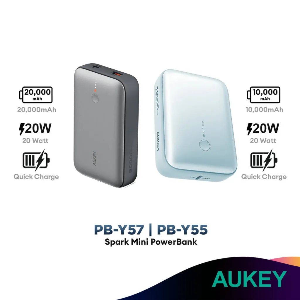 Aukey Pb-Y55 10000Mah | Pb-Y57 20000Mah Spark Mini Powerbank Shop Today Save Best Price Today