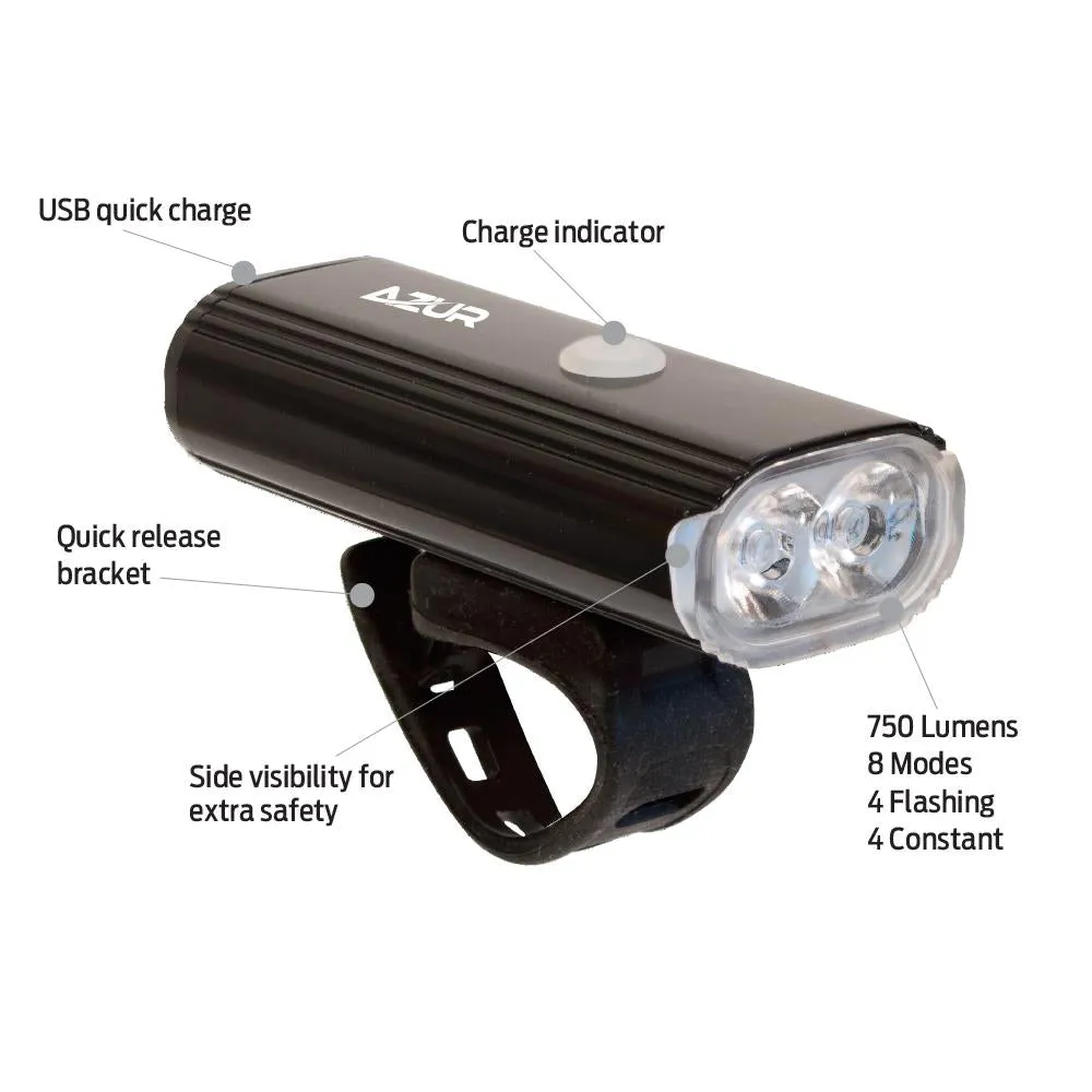 Azur Halo 750lm USB Front Light - 750 Lumens