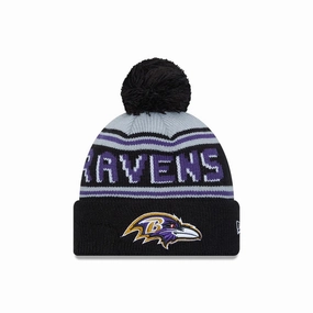 Baltimore Ravens Nfl Pom Wordmark Black Bobble Knit Beanie Hat Dont Wait Save