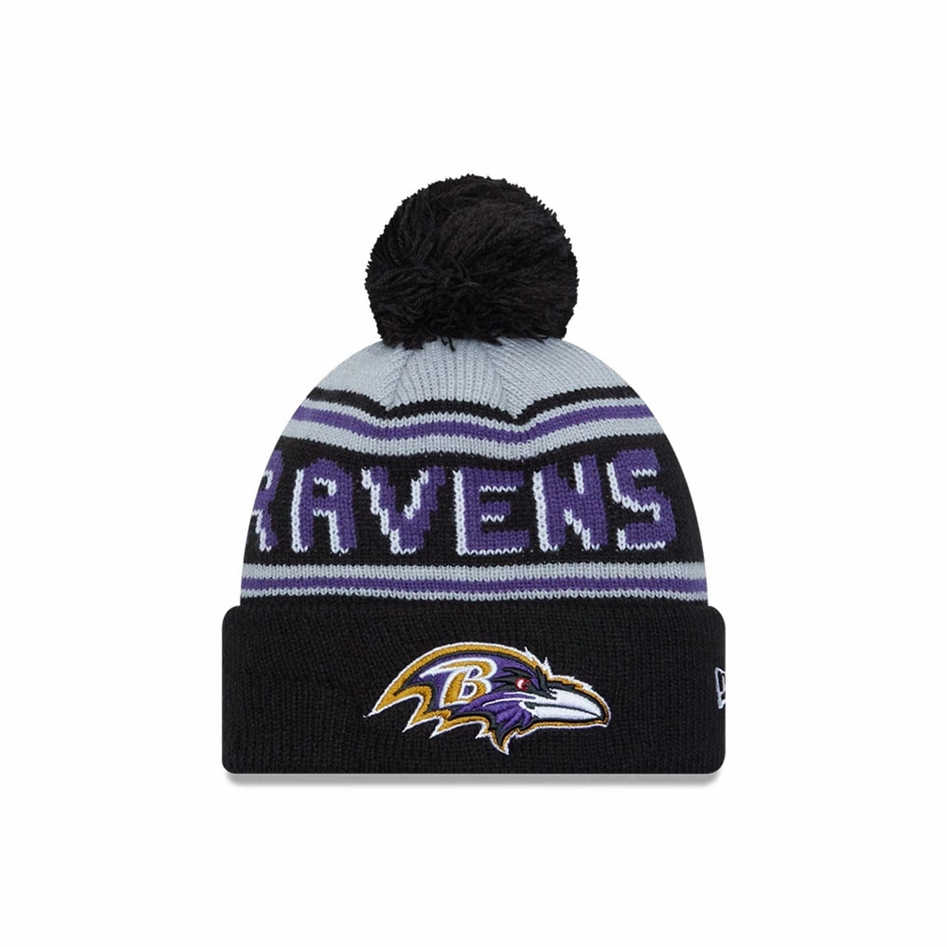 Baltimore Ravens Nfl Pom Wordmark Black Bobble Knit Beanie Hat Dont Wait Save