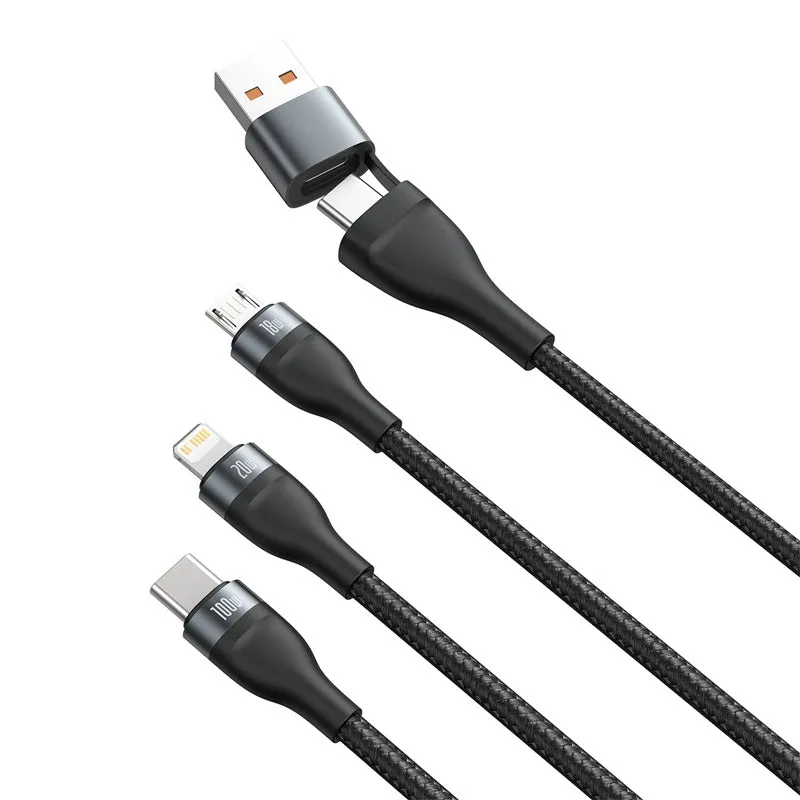 Trending Now Offer Baseus 3In1 Usb / Usb Type C - Usb Type C / Lightning / Micro Usb Cable (5 A - 100 W / 20 W / 18 W) 1.2 M Power Delivery Quick Charge (Ca2T3-G1)