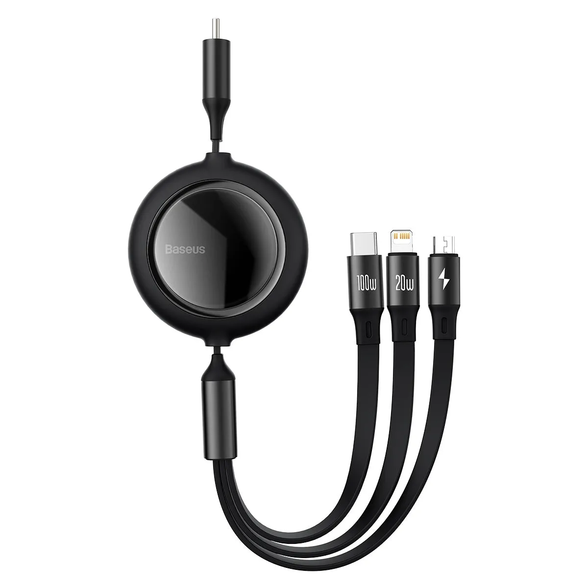 Limited Time Hot Deal Baseus Bright Mirror 2 Series Retractable 3-In-1 Fast Charging  Data Cable Type-C To M L C 100W 1.1M Black-Camj010201
