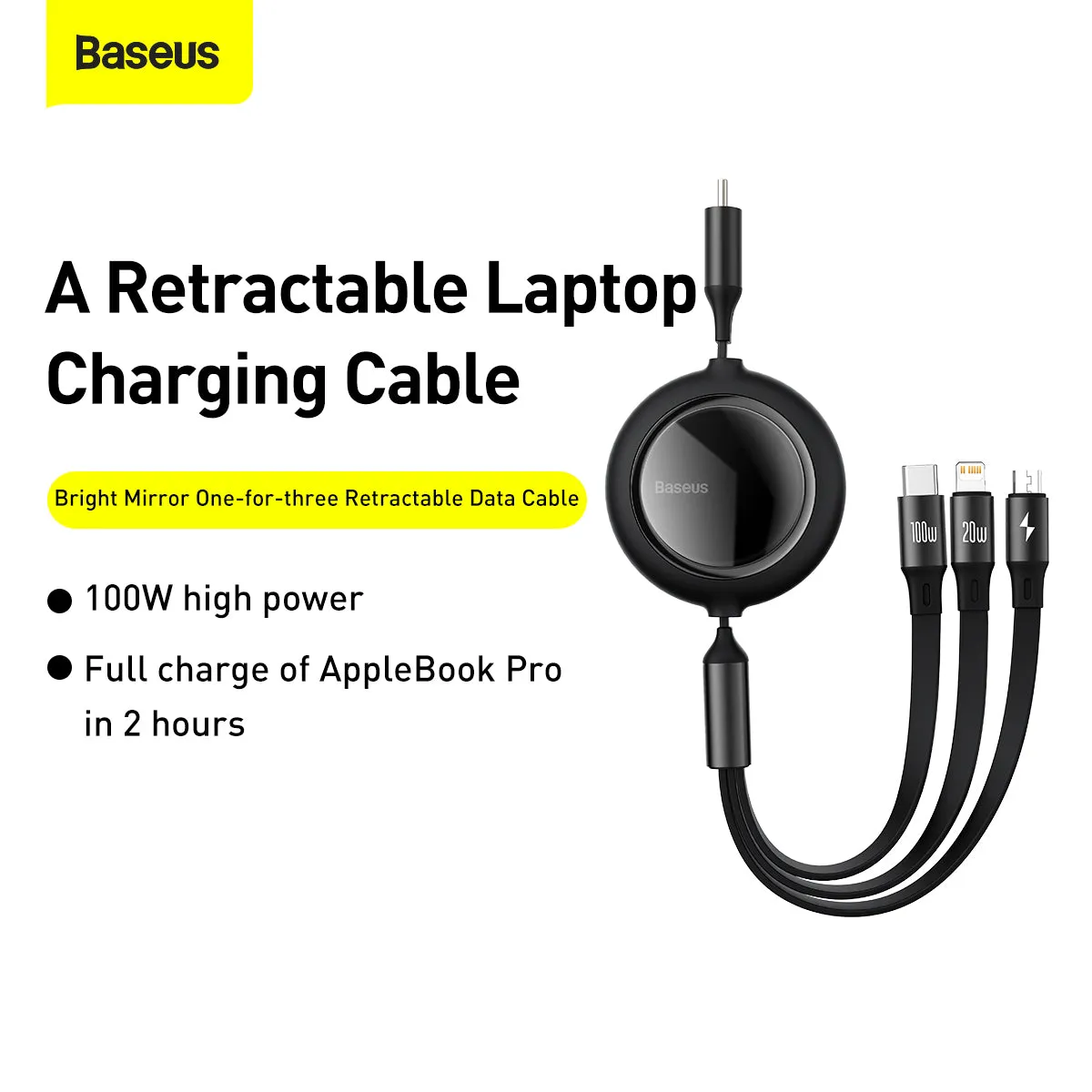 Biggest Savings Now Baseus Bright Mirror 2 Series Retractable 3-In-1 Fast Charging  Data Cable Type-C To M L C 100W 1.1M Black-Camj010201