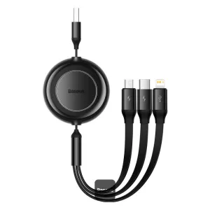 Save Today Only Baseus Bright Mirror 2 Series Retractable Cable 3 In 1 Fast Charging Data Cable Black