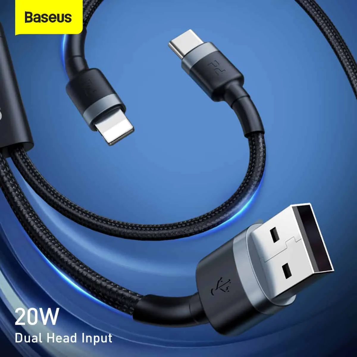 Baseus Cafule Usb   Type-C 2-In-1 Pd Cable 20W 1.2M Gray   Black  Catklf-Elg1 Grab It Fast Shop Grab Now
