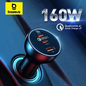 Todays Hot Pick Today Only Steal Baseus Car Charger Qc 5.0 Fast Quick Charging 160W Usb Type C For Iphone, Anroids, Laptops, Tablets