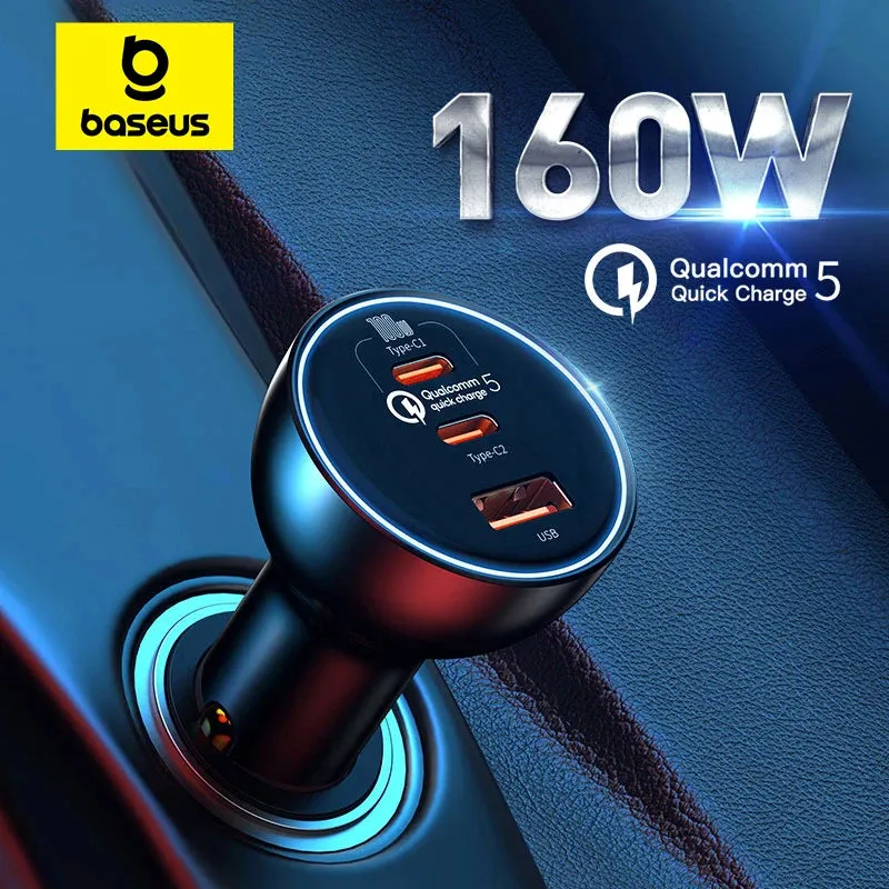 Todays Hot Pick Today Only Steal Baseus Car Charger Qc 5.0 Fast Quick Charging 160W Usb Type C For Iphone, Anroids, Laptops, Tablets