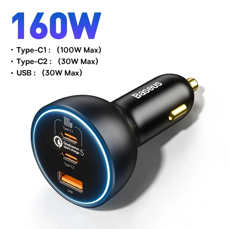 Today Only Offer Special Online Offer Baseus Car Charger Qc 5.0 Fast Quick Charging 160W Usb Type C For Iphone, Anroids, Laptops, Tablets