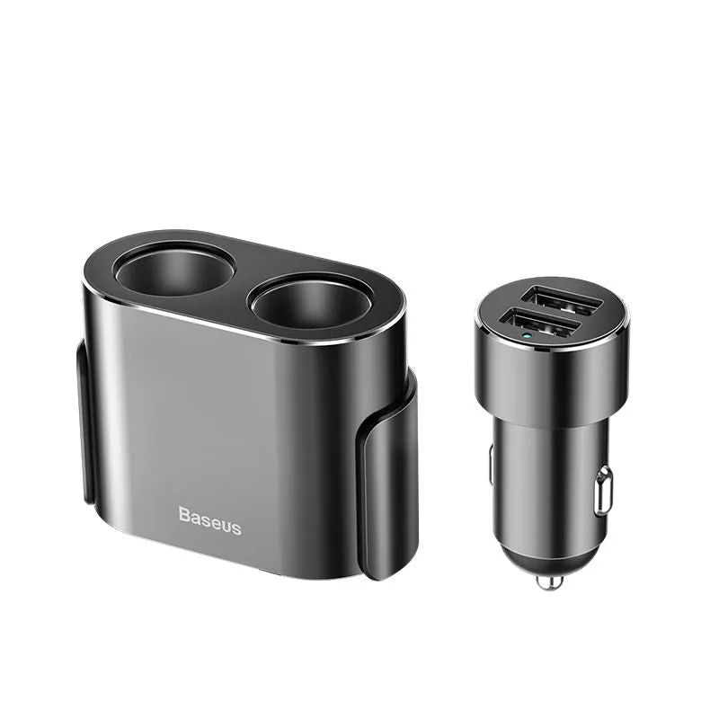 Baseus Car Charger Splitter 2X Usb 3.1A 17W   2X Cigarette Lighter Socket 80W Black (Crdyq-01) Grab Todays Deal