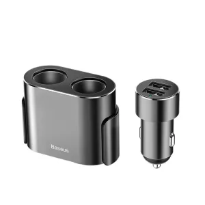 Baseus Car Charger Splitter 2X Usb 3.1A 17W   2X Cigarette Lighter Socket 80W Black (Crdyq-01) Grab Todays Deal