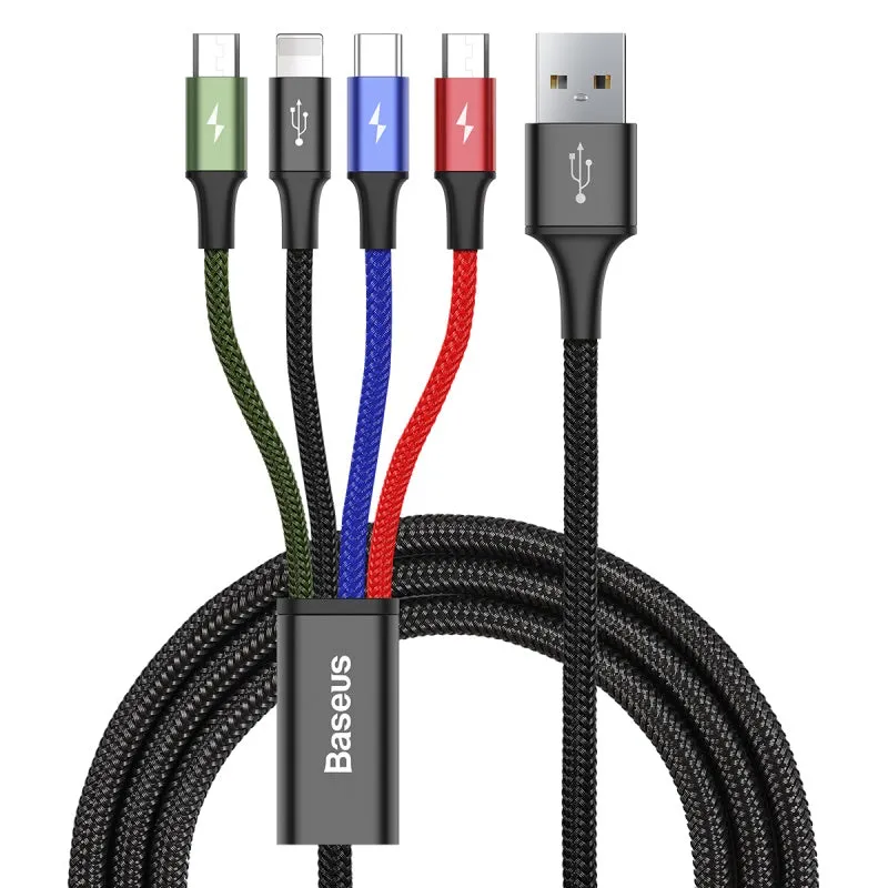 Baseus Fast 4-In-1 Data Cable, Ios Port   Type-C   Dual Micro Usb Cable, 1.2M (Ca1T4-B01) Limited Time Steal