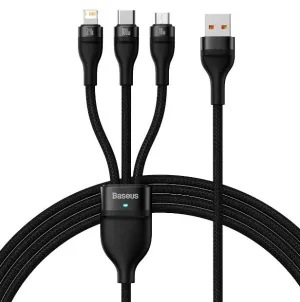 Baseus Flash Series  One For Three Fast Charging Data Cable Usb To M L C 100W 1.2M Black Today Only Savings Best Deal Online