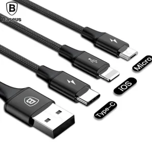 Baseus Rapid Series Usb 3 In 1 Cable For Ip Micro Type C - 1.2M Grab Your Savings