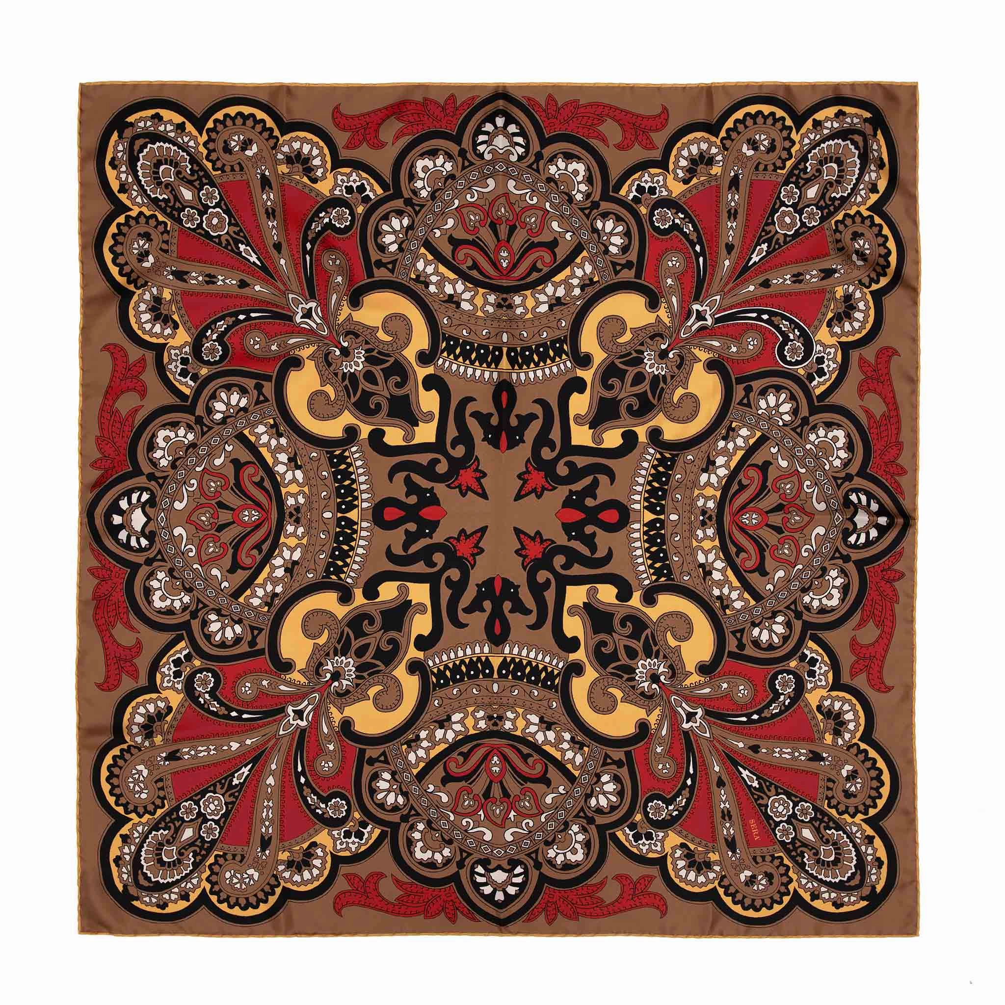Best Deal Today Trending Deals Today Beatrice Havana & Burgundy Silk Scarf
