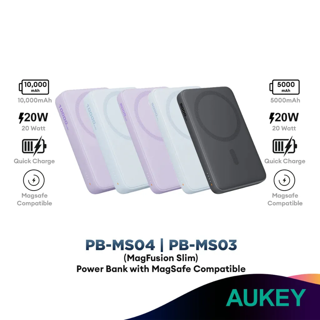 Aukey Pb-Ms03 5000Mah | Pb-Ms04 10000Ma Magfusion Slim Magsafe Compatible Powerbank Hot Deals Today Limited Time Hot Deal
