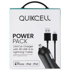 Todays Mega Savings Save More Now Quikcell 2.4A Car Charger With 4Ft Usb-A To Lightning 8-Pin Cable - Black