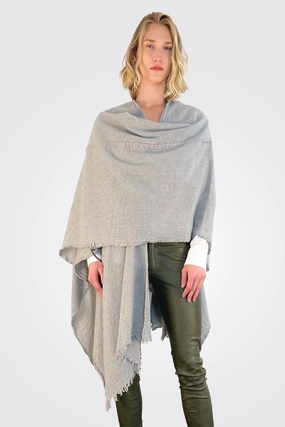 Stitch Detailed Poncho - Heather Grey Exclusive Deal Inside