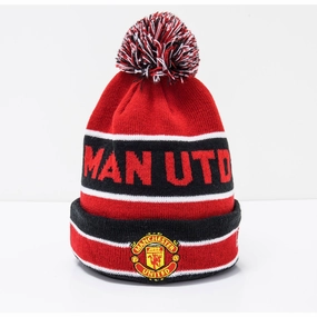 Grab Your Hot Pick Sale Ending Soon Manchester United Striped Red Multi Bobble Beanie Hat