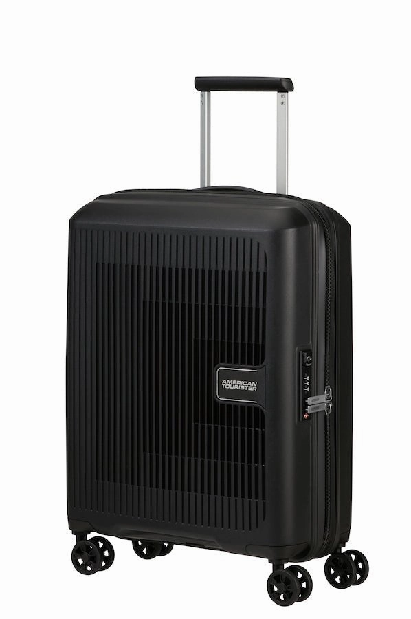 Clearance Blowout American Tourister Aerostep Expandable 55Cm Cabin Spinner | Black