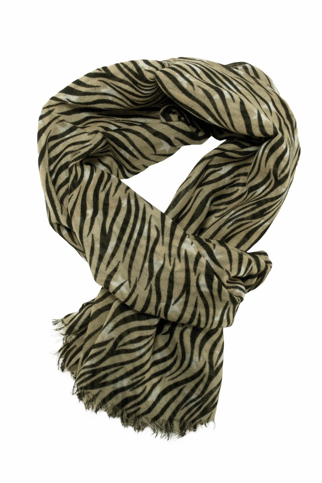 Gift Sale Event Beautiful Zebra Print Scarf In Warm Beige, Black And Off-White Colour Combination