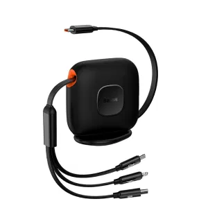 Baseus Cable 100W Cable Type-C To Micro Type-C Lightning Traction Series Retractable 3-In-1 Fast Charging Cable 1.7M Black -Caqy000001 Hot Savings Alert