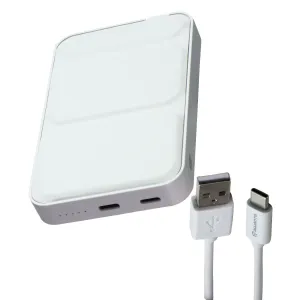 Lbt 15W Magnetic Charging 5,000Mah Power Bank (Ms-Pb5Kwt) - White Gift Sale Event