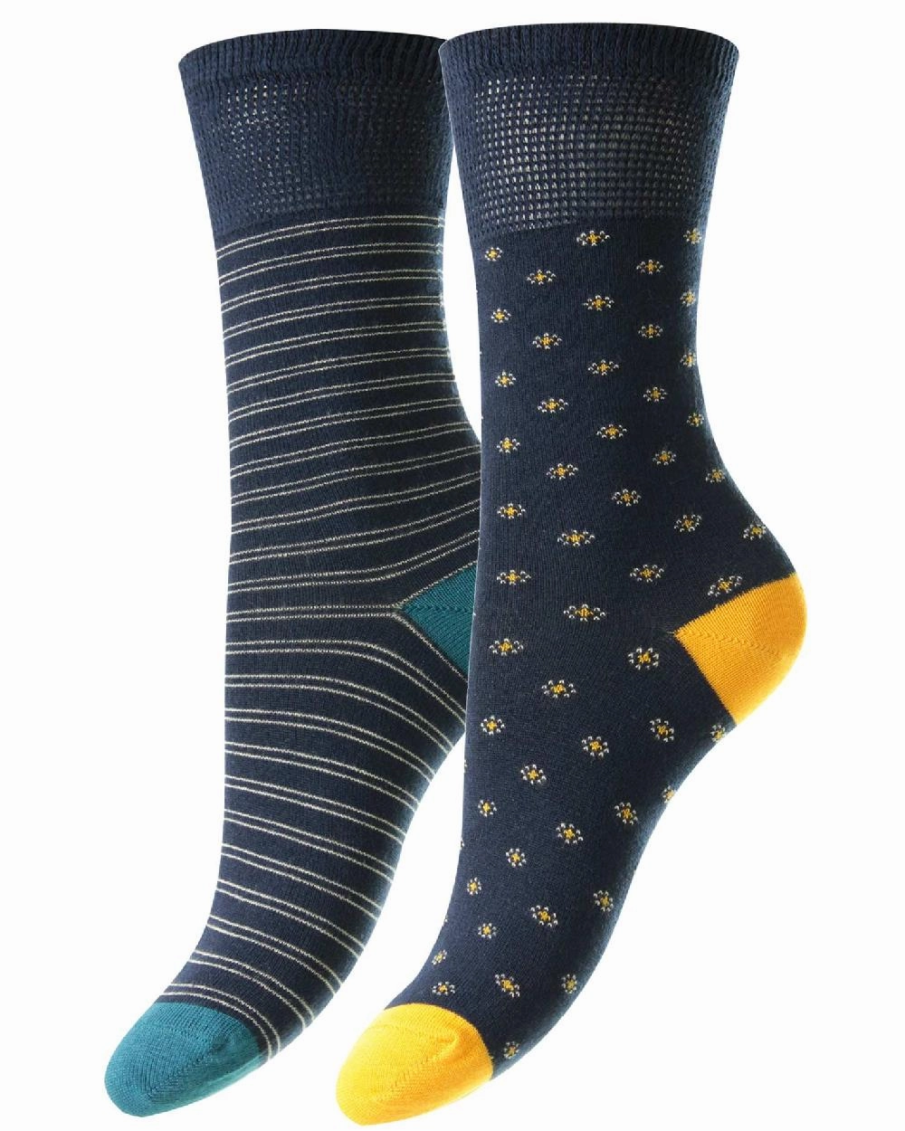 Exclusive Online Deal Hj Hall Daisy & Stripe Bamboo Comfort Top Socks | Twin Pack