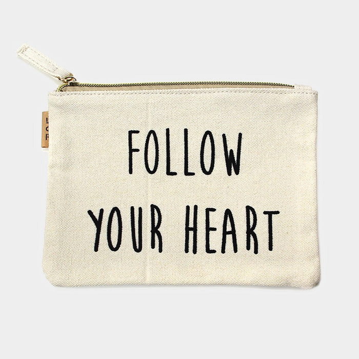 Follow Your Heart Message Cotton Canvas Eco Pouch Bag Today Only Hot Pick Special Savings Today