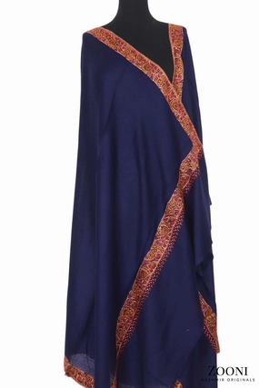 Big Sale Today Big Savings Alert Hand Embroidered Kashmiri Neem Doar Shawl - Blue