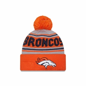 Denver Broncos Nfl Pom Wordmark Orange Bobble Knit Beanie Hat Hot Sale Alert Instant Savings Inside