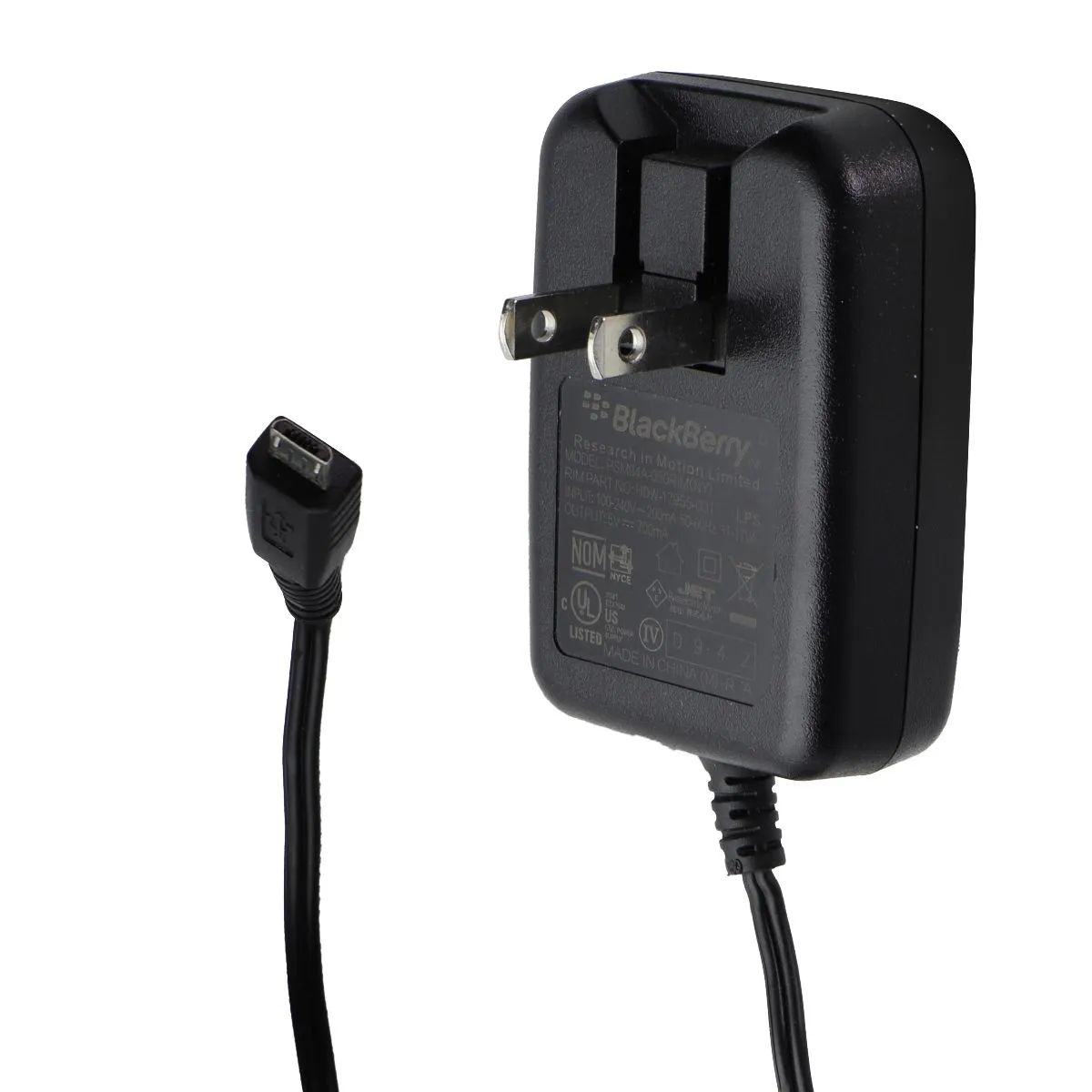 Blackberry Oem (5V/700Ma) Micro-Usb Corded Wall Charger - Black (Psm04A-050Rim) Unmissable Deal Today