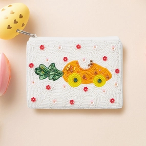 Exclusive Online Discount Exclusive Holiday Deal Carrot Flower Sequin Seed Beaded Mini Pouch Bag
