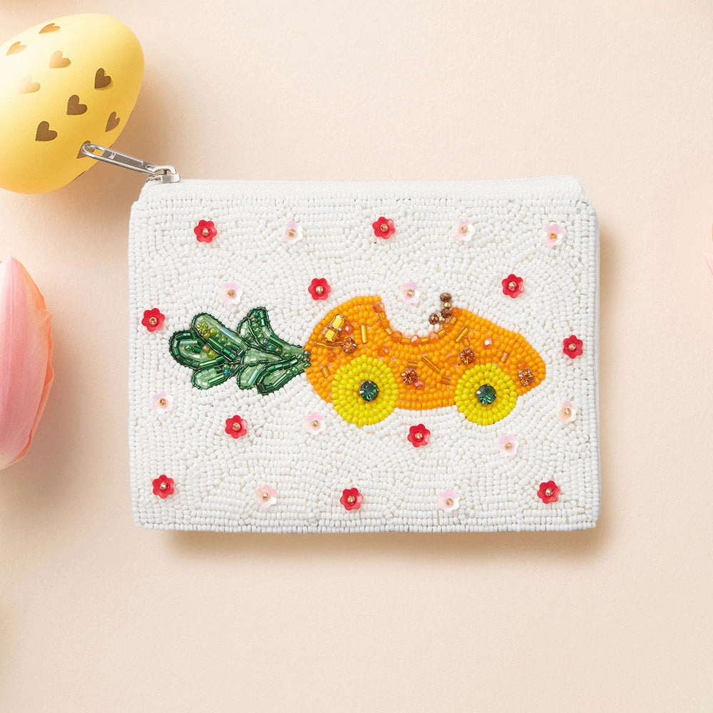 Exclusive Online Discount Exclusive Holiday Deal Carrot Flower Sequin Seed Beaded Mini Pouch Bag