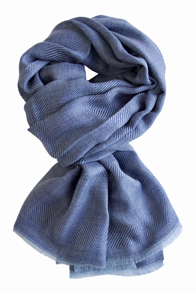 Cashmere Scarf In Beautiful Weave 100% Kashmir - Blue Hot Deals Today