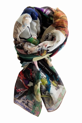 Clearance Event Alert Cashmere Scarf "Les Filles En Fleur" Lacroix - Black