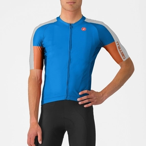 Castelli Entrata 6 jersey - Light blue orange