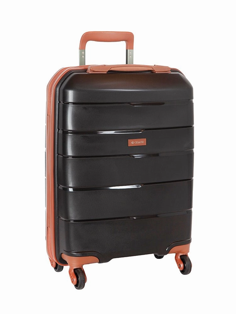 Cellini Spinn 53Cm Carry On Spinner | Black/Tan Trending Now Offer Flash Sale Now