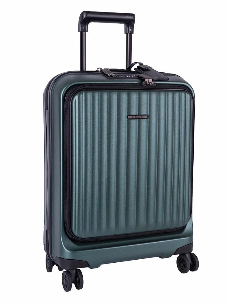 Save More Now Cellini Tri Pak 4 Wheel Carry On Trolley Includes 1 Large Packing Cube | Green