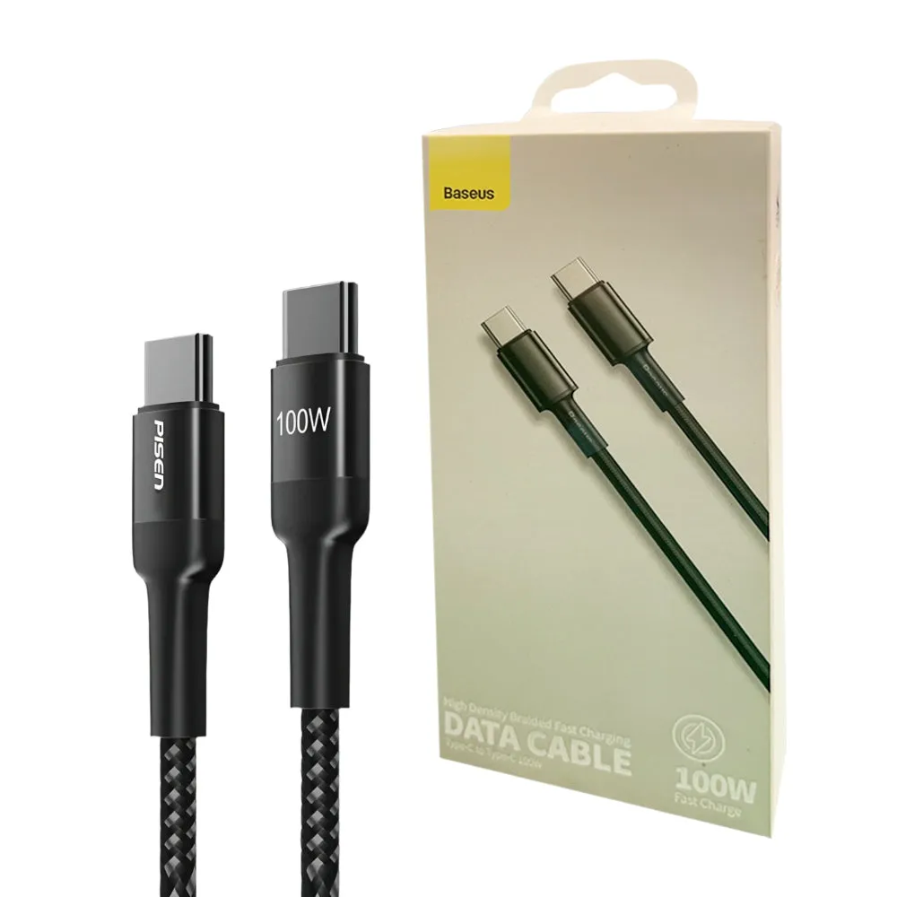 1M Usb-C To Usb-C  High Density Braided Fast Charging Data Cable 100W Black Baseus Shop Todays Picks
