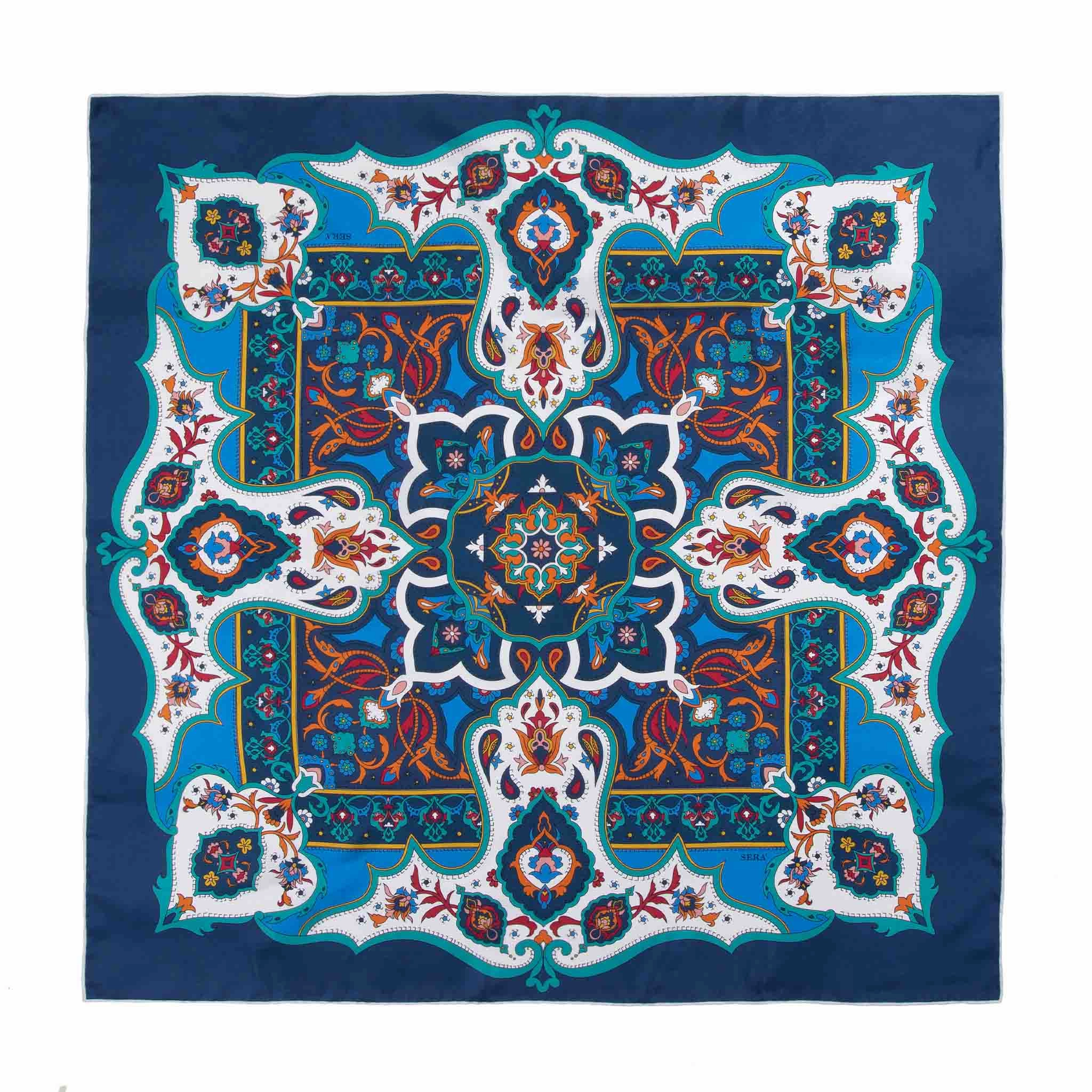 Limited Stock Alert Flora Blue & Aqua Silk Scarf